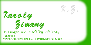 karoly zimany business card